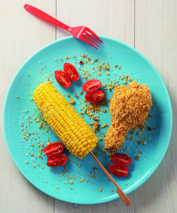 Mπουτάκια κοτόπουλου παναρισμένα σε κορν φλέικς