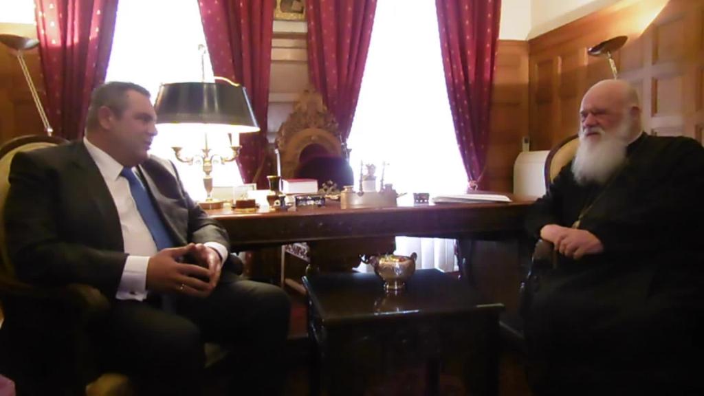 Συνάντηση του Αρχιεπίσκοπου Ιερώνυμου με τον Υπ.Άμυνας και πρόεδρο των ΑΝΕΛ Πάνο Καμμένο
