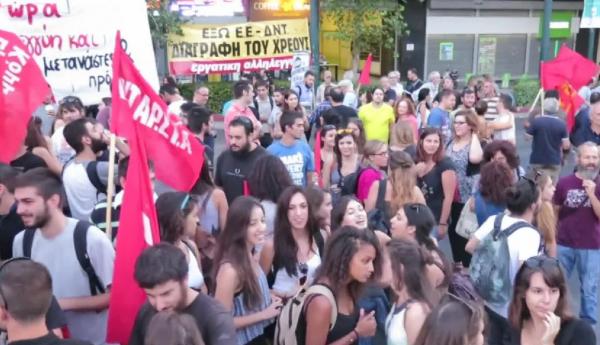 Η κεντρική προεκλογική συγκέντρωση της ΑΝΤΑΡΣΥΑ-ΕΕΚ και η πορεία στα γραφεία της Ε.Ε.