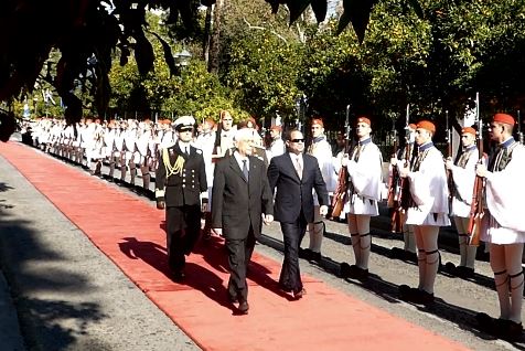 Υποδοχή του προέδρου της Αιγύπτου στο Προεδρικό Μέγαρο, από τον Πρόεδρο της Δημοκρατίας