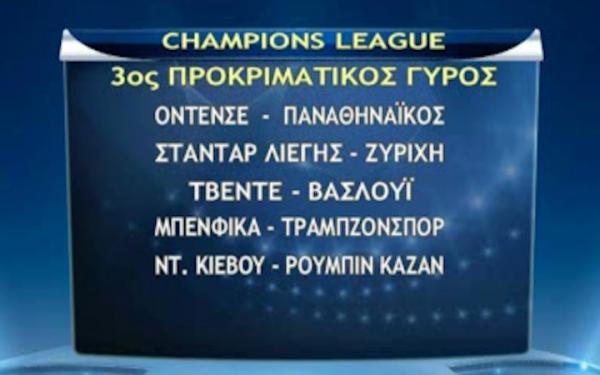 Ο 3ος προκιματικός γύρος του Champions League