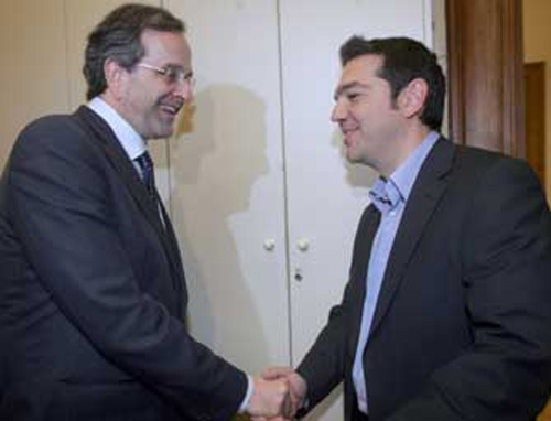 «Διαφορετικές απόψεις-κοινά συμπεράσματα» Σαμαρά-Τσίπρα για την οικονομία