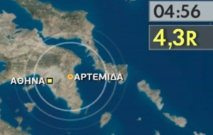 Σεισμός 4,3 Ρίχτερ τα ξημερώματα με επίκεντρο την Αρτέμιδα