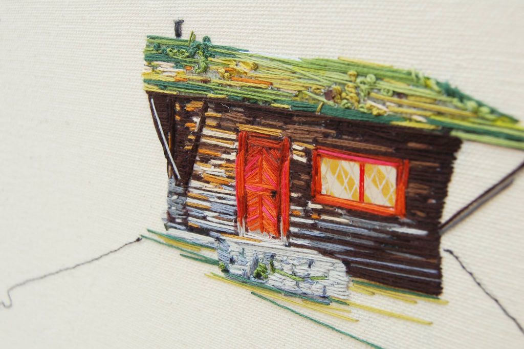 Η Στέφανι Κ. Κλαρκ ζωγραφίζει σπιτάκια με κέντημα και νήμα