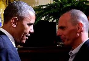 Ολιγόλεπτη συνομιλία Ομπάμα – Βαρουφάκη στον Λευκό Οίκο