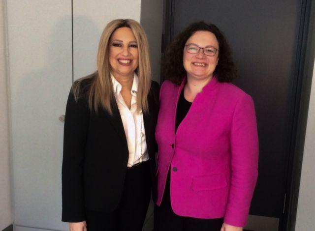 Συνάντηση Φώφης Γεννηματά με την πρόεδρο του SPD στο Βερολίνο