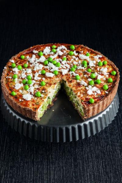 Ανοιχτή τάρτα αρακά με κατσικίσια φέτα και υπέροχη ζύμη