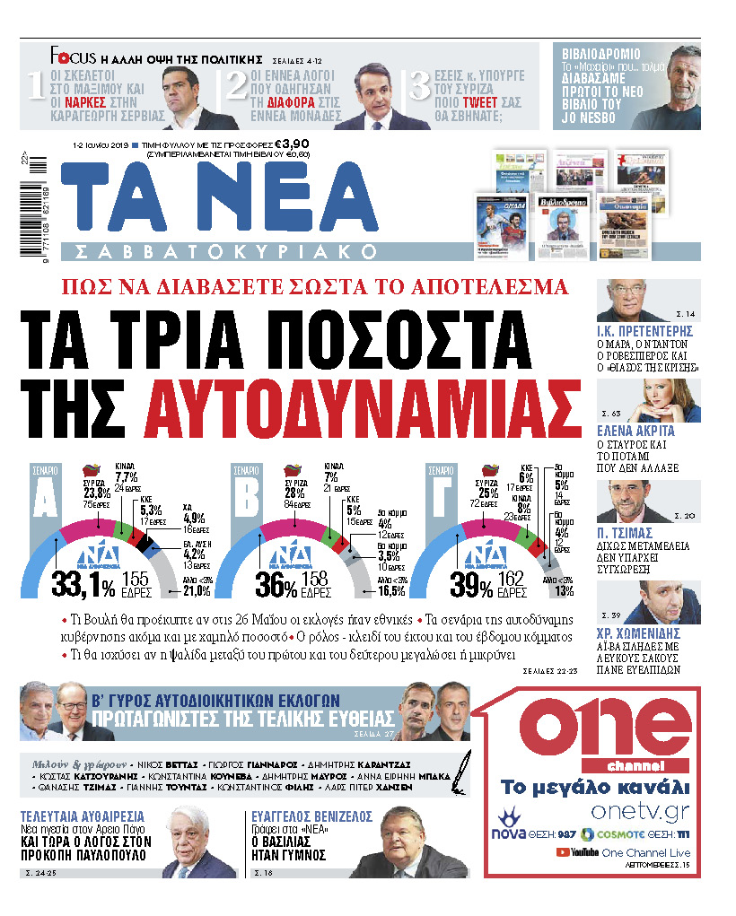 Διαβάστε στα «ΝΕΑ Σαββατοκύριακο»: «Τα τρία ποσοστά της αυτοδυναμίας»