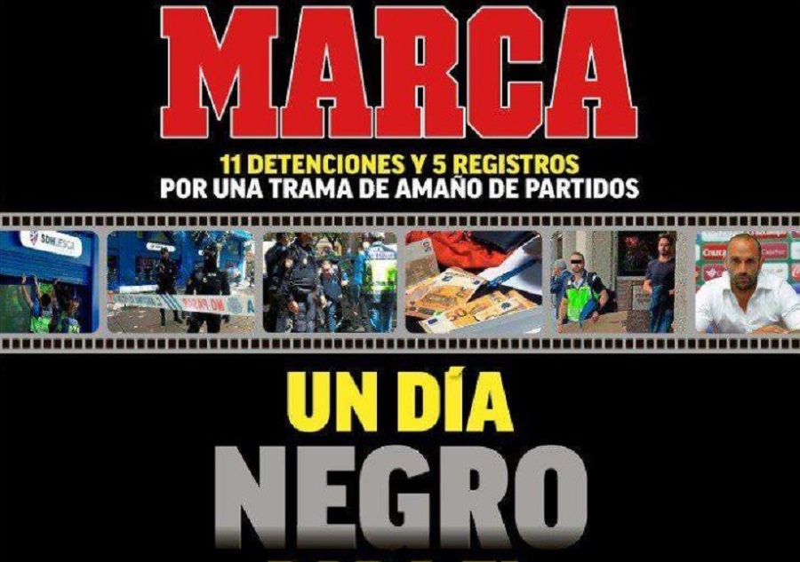 Το πρωτοσέλιδο της Marca για το κύκλωμα των στημένων στην Ισπανία