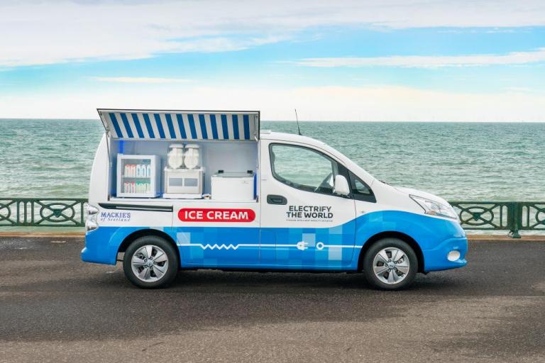 H Nissan μετατρέπει το e-NV200 σε «πράσινο» παγωτατζίδικο