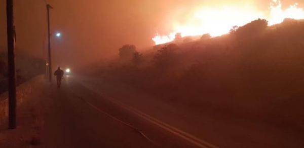 Νύχτα τρόμου από μεγάλη πυρκαγιά στην Κάρυστο (εικόνες)