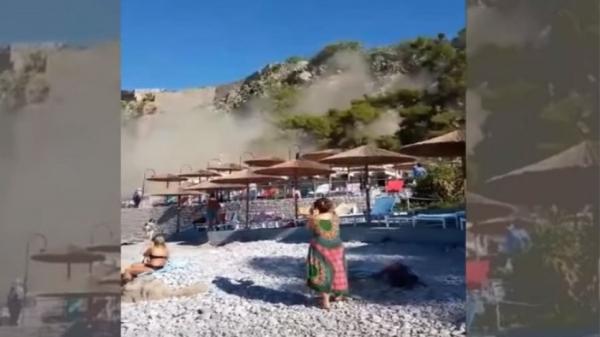 Καρέ-καρέ η στιγμή της κατολίσθησης σε παραλία του Ναυπλίου