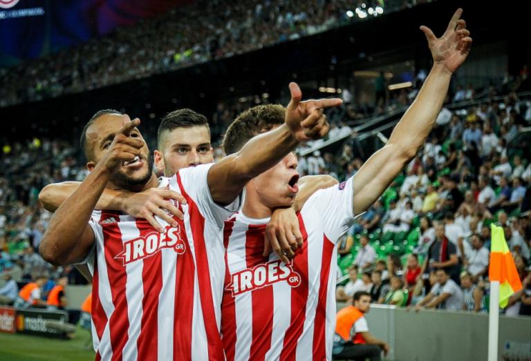 Οι πανηγυρισμοί των παικτών του Ολυμπιακού στο Κράσνονταρ