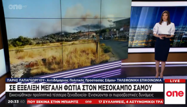 Αντιδήμαρχος Πολιτικής Προστασίας Σάμου στο One Channel: Κάποια μέτωπα είναι ανεξέλεγκτα