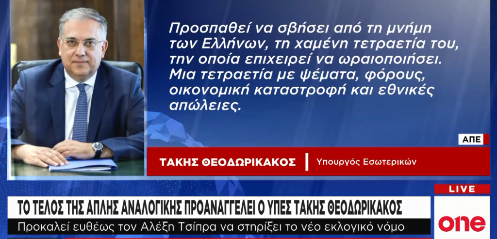 Tι είπε ο Τ. Θεοδωρικάκος στο «Βήμα» για ΣΥΡΙΖΑ, εκλογικό νόμο και ψήφο των απόδημων