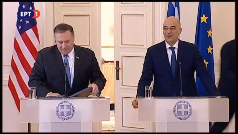 Δένδιας : Εκπληρώνουμε τον ρόλο μας ως παράγοντας σταθερότητας – Πομπέο : Σύμμαχός μας η Ελλάδα