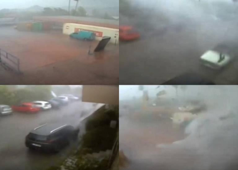 Καλαμάτα: Η στιγμή που ανεμοστρόβιλος «χτυπά» εργοστάσιο