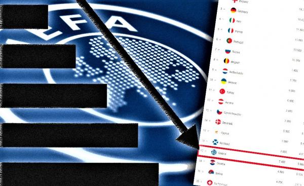 UEFA Ranking : Το ελληνικό ποδόσφαιρο καταποντίζεται