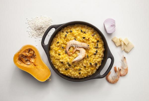 Ριζότο κολοκύθας με γαρίδες