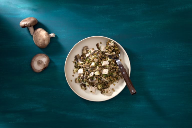 Φακές με μανιτάρια και κοτόπουλο