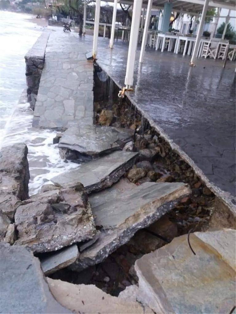 Η κακοκαιρία «χτύπησε» τη Λήμνο – Καταστροφές σε παραλία και καταστήματα