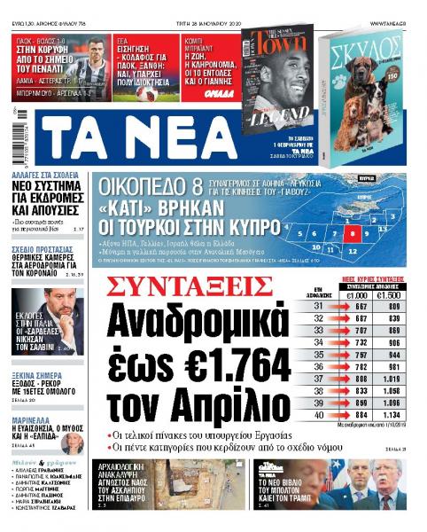 Διαβάστε στα «ΝΕΑ» της Τρίτης: «Αναδρομικά έως 1.764 ευρώ τον Απρίλιο»