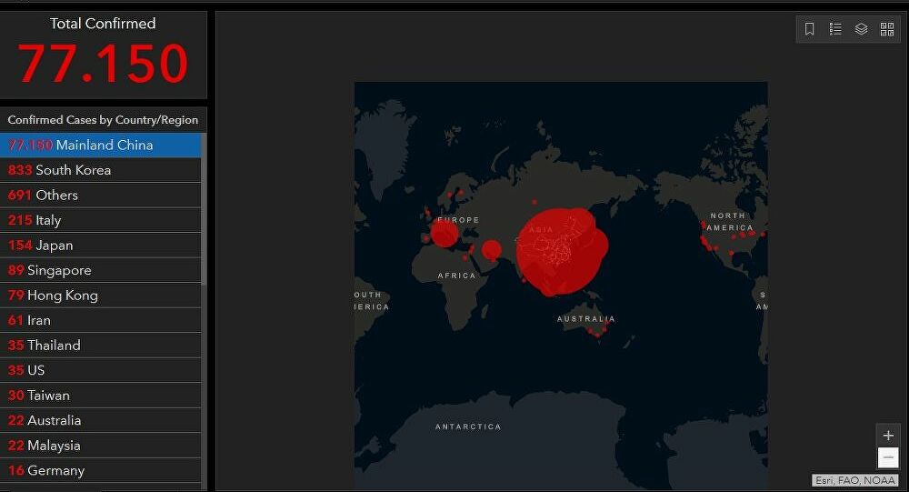 Ο παγκόσμιος χάρτης του κοροναϊού – Η εξάπλωση σε πραγματικό χρόνο