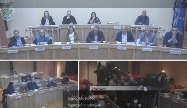 Παρέμβαση του φεμινιστικού τομέα του Ρουβίκωνα στο δημοτικό συμβούλιο Γλυφάδας