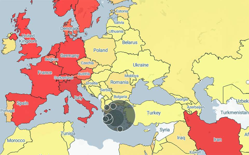 Κοροναϊός: Διαδραστικός χάρτης με τα κρούσματα του ιού στην Ελλάδα