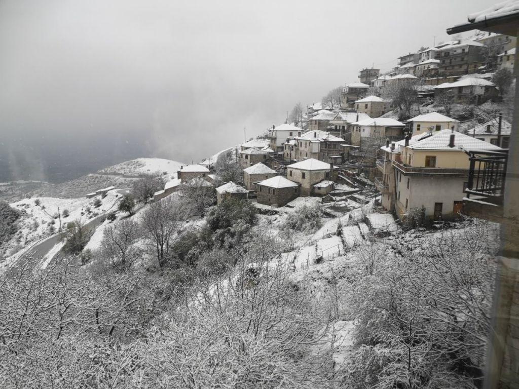 Χειμωνιάτικο σκηνικό – Χιόνισε σε Τρίκαλα, Λάρισα, Ιωάννινα (δείτε εικόνες)