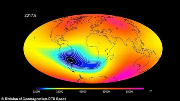 Γη : Το μαγνητικό πεδίο του πλανήτη μας εξασθενεί μεταξύ Αφρικής και Νότιας Αμερικής