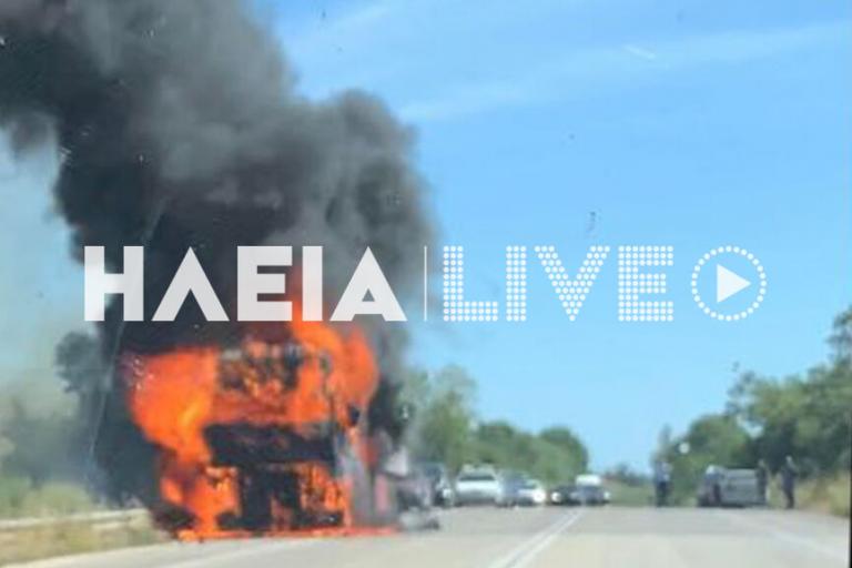 Τυλίχθηκε στις φλόγες νταλίκα στην Πατρών – Πύργου