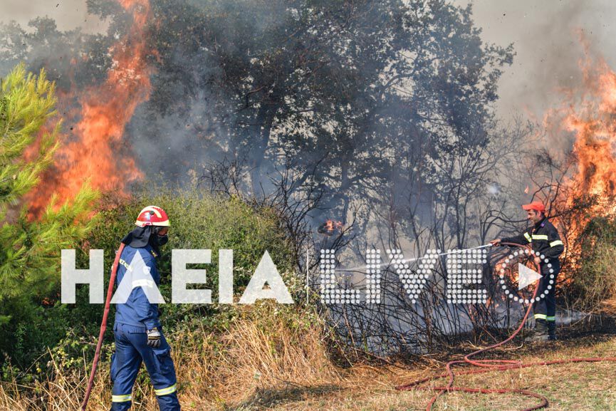 Μαίνεται η φωτιά στο Γραμματικό Ηλείας – Δεν απειλούνται κατοικημένες περιοχές