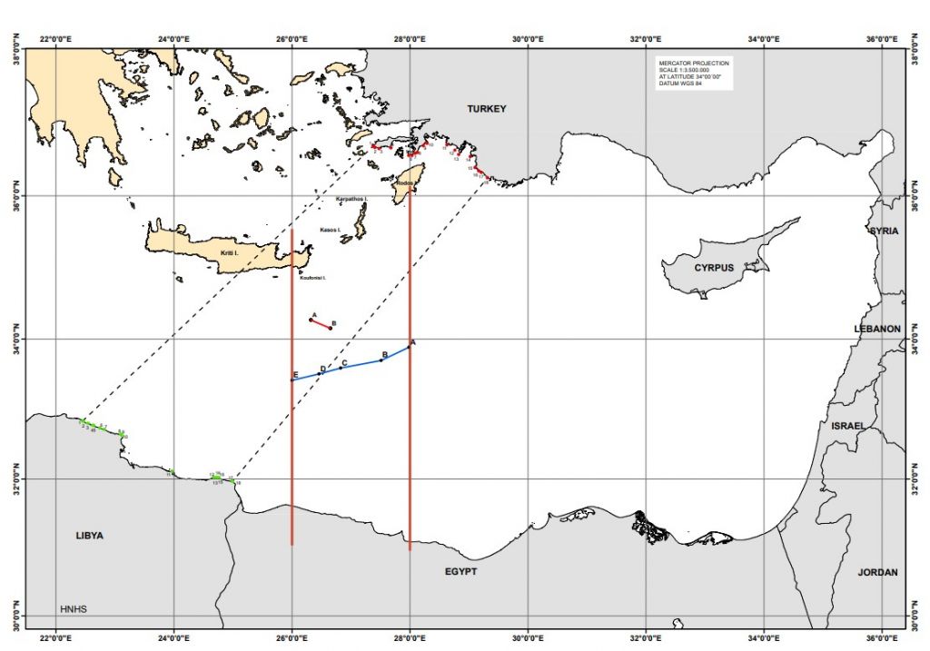 Αυτός είναι ο χάρτης με τη συμφωνία Αθήνας – Καΐρου για ΑΟΖ