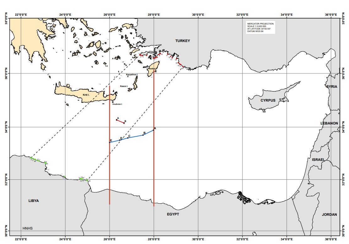Αυτός είναι ο χάρτης με τη συμφωνία Αθήνας – Καΐρου για ΑΟΖ