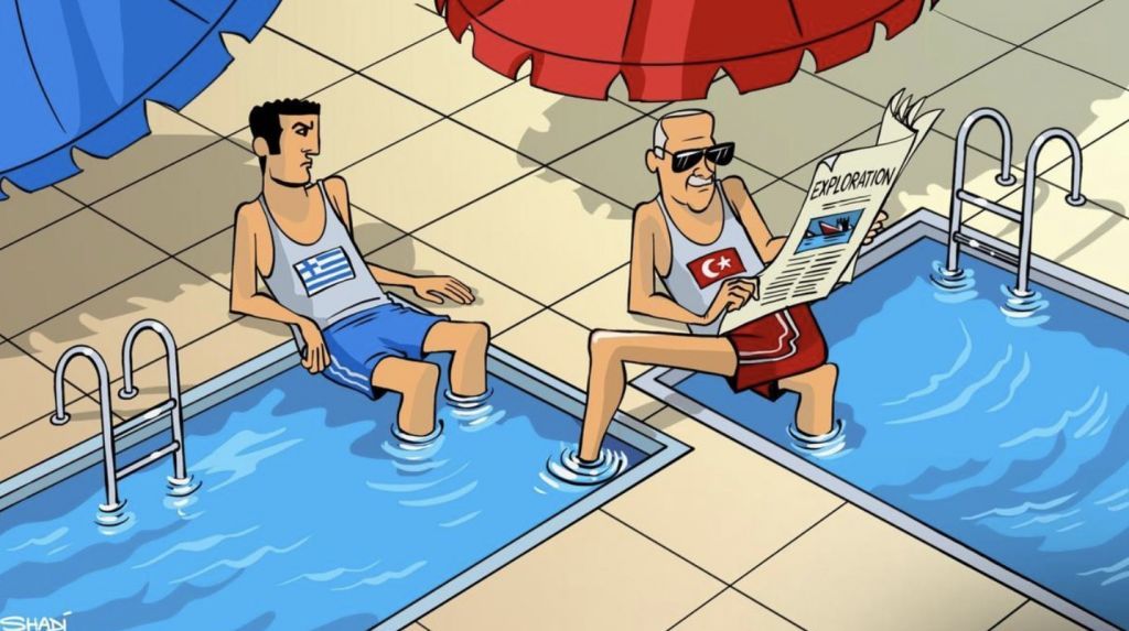 Ελληνοτουρκικά: Το viral σκίτσο με τον Ερντογάν στην πισίνα και η ανάρτηση διάσημου Αμερικανού οικονομολόγου