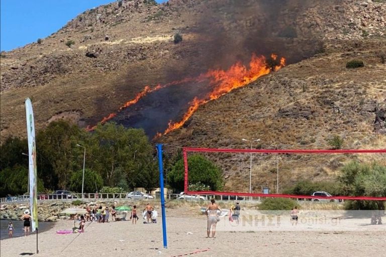Φωτιά στην Πέτρα Λέσβου – Ισχυροί άνεμοι στην περιοχή