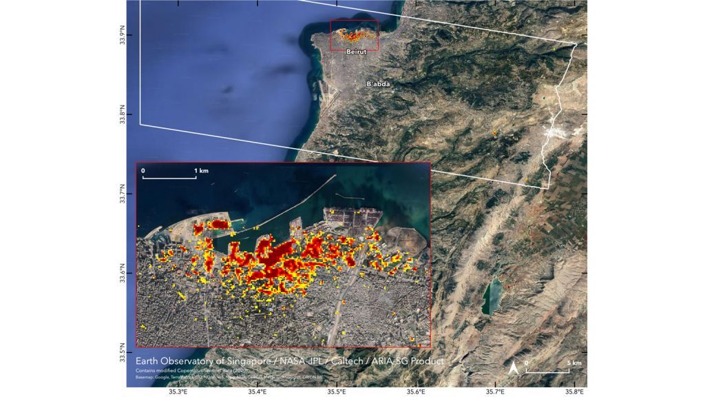 Έκρηξη στη Βηρυτό: Δορυφορικός χάρτης της NASA δείχνει το μέγεθος της καταστροφής
