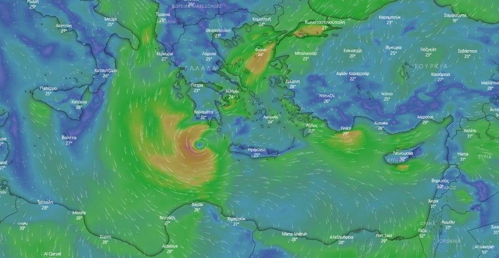 Ιανός: Δείτε live την πορεία του μεσογειακού κυκλώνα