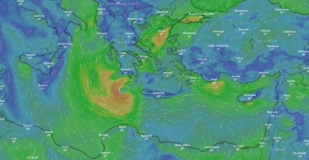 Ιανός : Δείτε live την πορεία του μεσογειακού κυκλώνα