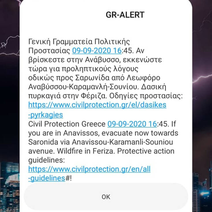 Έκτακτο μήνυμα από το 112 για τη φωτιά: Εκκενώστε τώρα την Ανάβυσσο