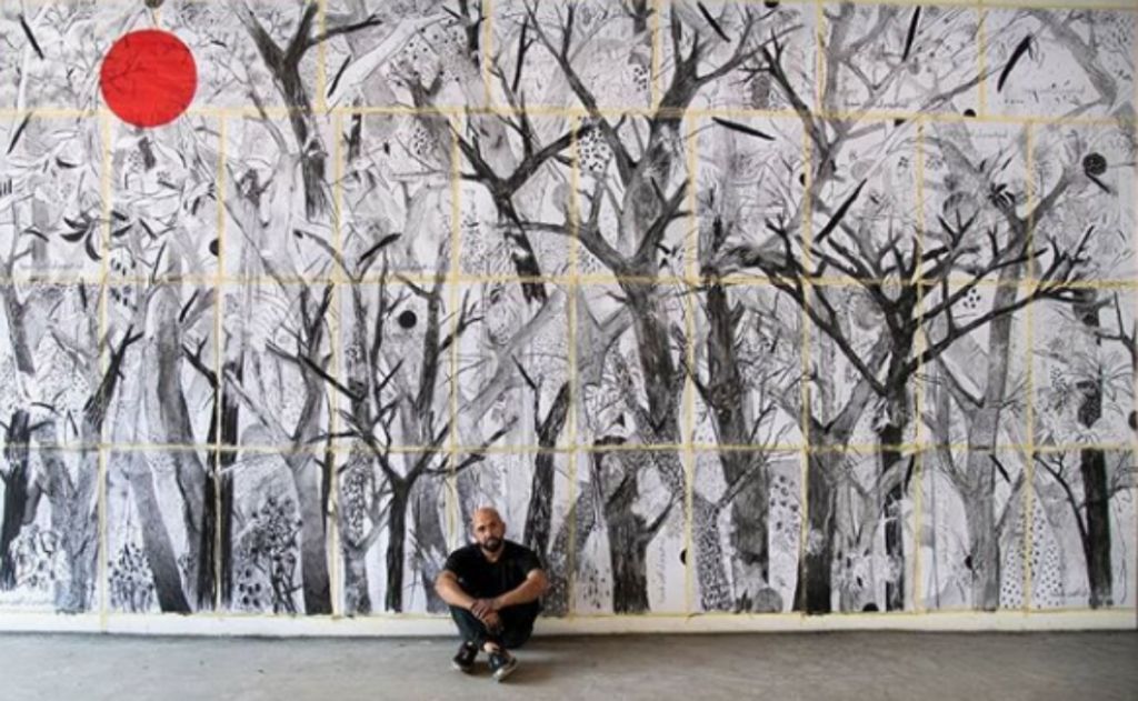 Ο Abed Al Kadiri ζωγραφίζει δέντρα για να βοηθήσει στην ανοικοδόμηση κατοικιών στη Βηρυτό