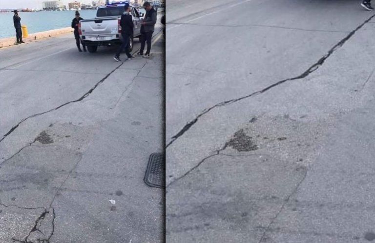 Σεισμός: Μεγάλη ρωγμή κατά μήκος της Προκυμαίας στη Χίο