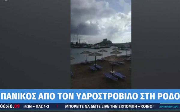 Ρόδος : Τρόμος και πανικός από τον υδροστρόβιλο