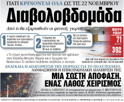 Στα «ΝΕΑ» της Δευτέρας: Διαβολοβδομάδα