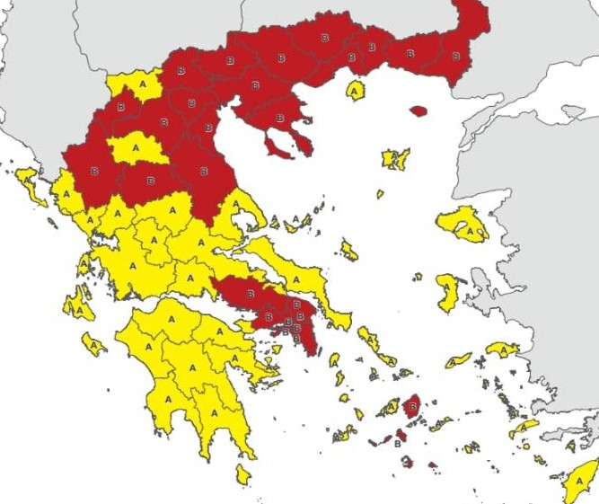 Στο «κόκκινο» και η Μαγνησία – Σε τρεις ζώνες χωρίζεται η Ελλάδα