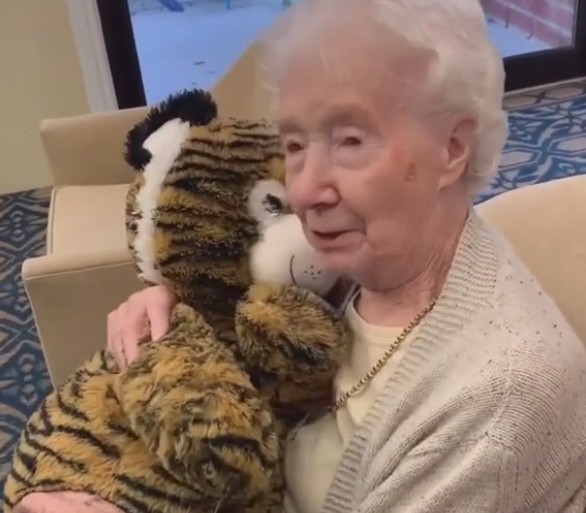 Το βίντεο που «έλιωσε» το TikTok: Hλικιωμένη με άνοια παίρνει δώρο ένα λούτρινο τίγρη