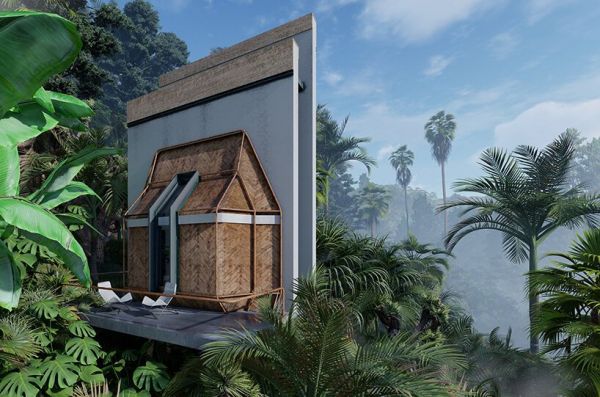 Ένα ασυνήθιστο σύμπλεγμα σπιτιών στη ζούγκλα του Μπαλί