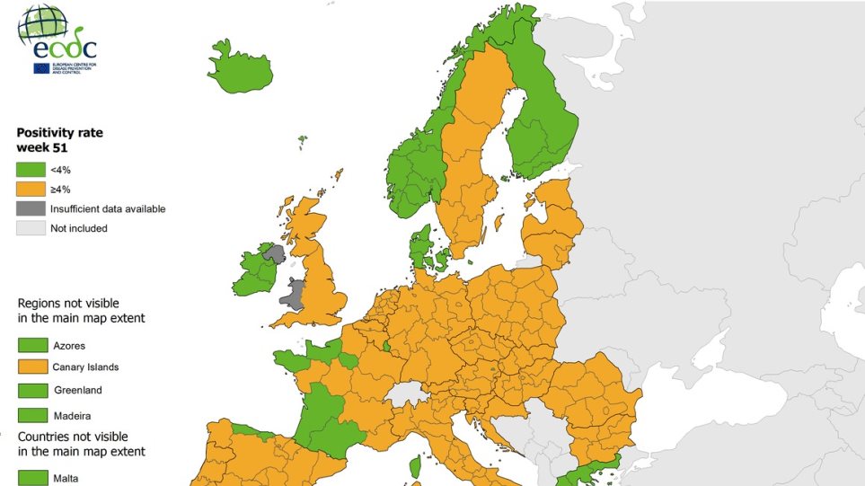 Κοροναϊός : Πρώτη χαραμάδα αισιοδοξίας – «Πράσινη» η Ελλάδα στον χάρτη θετικότητας