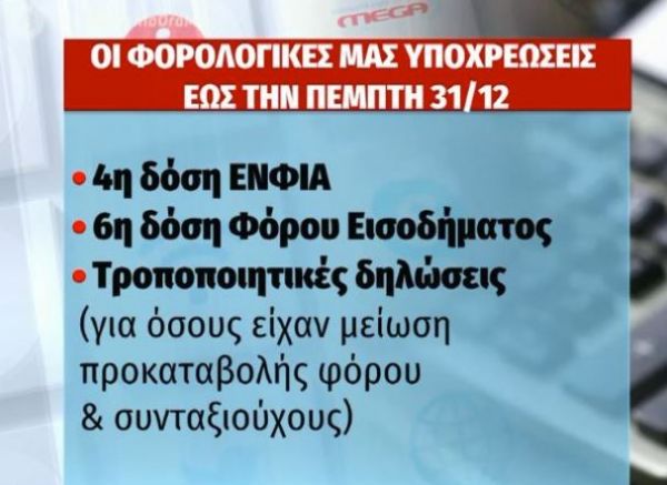 Τι πληρώνεται μέχρι τέλος Δεκέμβρη – Τι γίνεται με ΙΧ και ιδιοκτήτες ακινήτων